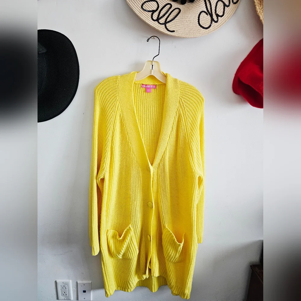 Woman Within Plus Size L Banana Long Sleeves Shaker Knit Cardigan - Picture 1 of 4